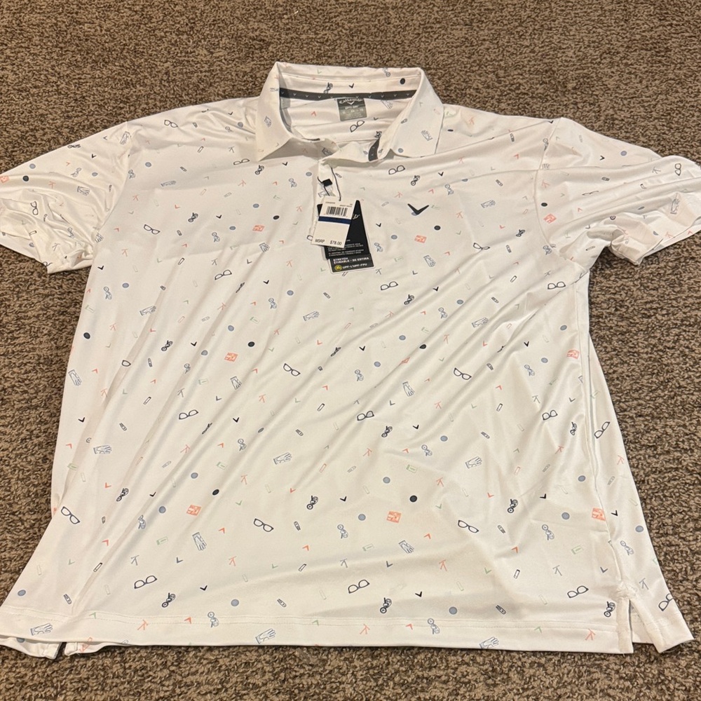Callaway Men's White Polo with Graphic Details